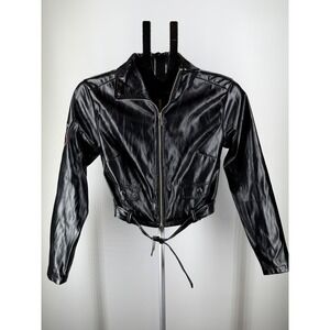 Chucky Horror Franchise Faux Leather Cropped Biker Jacket Black Small
